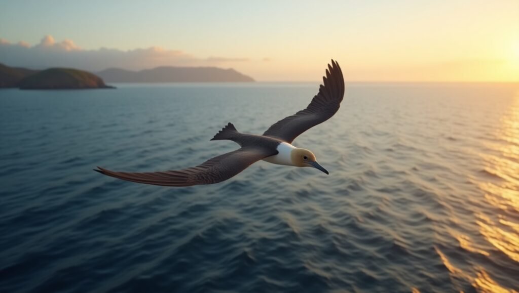 3 Laysan Albatross flying above the Pacific Ocean near the American coast – Albatross America.Laysan Albatross flying above the Pacific Ocean near the American coast – Albatross America.